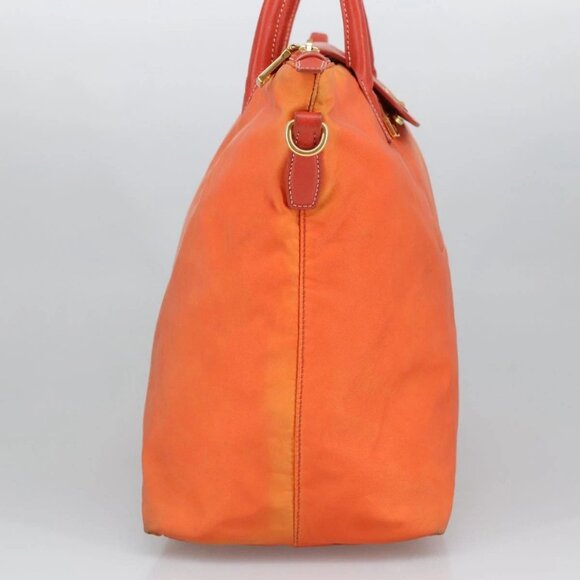 PRADA Hand Bag Nylon Leather 2way Orange Auth 99127 - Picture 3 of 16